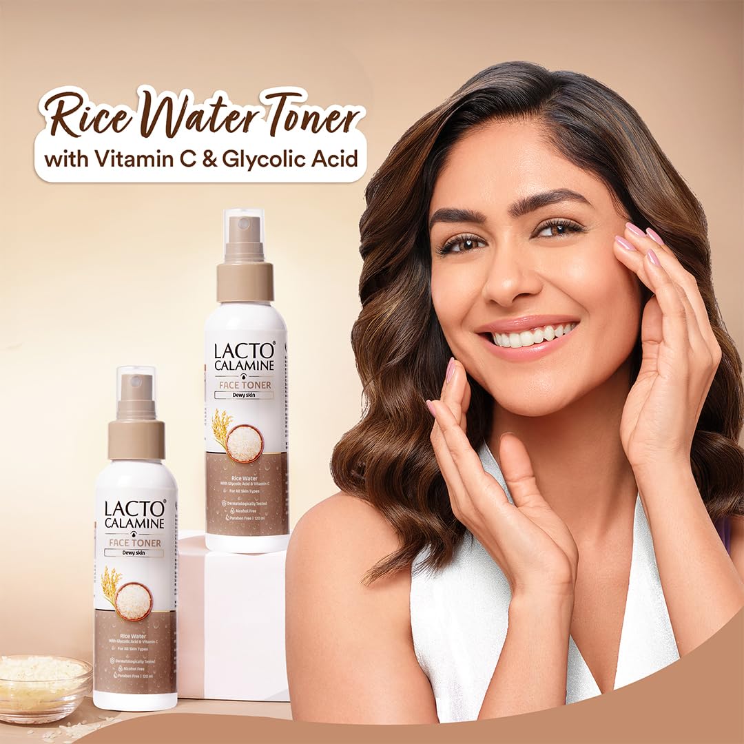 Lacto Calamine Rice Toner | 120ml | Rice Water Toner Korean Skincare for Glass Skin with Vitamin C, Glycolic Acid, Niacinamide | Face Toner for All Skin Types | Dermatologically Tested | Alcohol free - Image 3