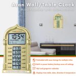 Digital Azan Clock for Home & Masjid with Speaker, Automatic Masjid Clock Namaz Time Table, Islamic Azaan Wall Clocks for Home with Volume Control, Temperature & Calendar (Golden) - Image 3