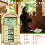 Digital Azan Clock for Home & Masjid with Speaker, Automatic Masjid Clock Namaz Time Table, Islamic Azaan Wall Clocks for Home with Volume Control, Temperature & Calendar (Golden) - Image 4