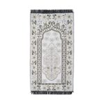 Rectangular Velvet Floral Janamaz Mat | Prayer Mat/Meditation Janamaz For Namaz/Meditation Mat/Muslim| Size 27x50| Washable Soft Prayer Mat (White) - Image 3