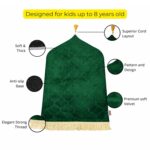 FAF Kids Janamaz Velvet Prayer Mat | Children Islamic Prayer Rug for Boy & Girl (1 to 10) | Soft Thick Namaz Mat, Portable Travel Janemaaz | Mussalla for Home, Mosque & Ramzan, Hajj and Umrah (Green) - Image 5