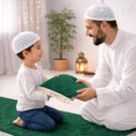 FAF Kids Janamaz Velvet Prayer Mat | Children Islamic Prayer Rug for Boy & Girl (1 to 10) | Soft Thick Namaz Mat, Portable Travel Janemaaz | Mussalla for Home, Mosque & Ramzan, Hajj and Umrah (Green) - Image 9
