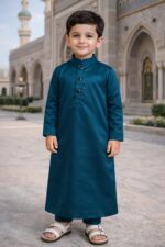 Premium Cotton Arabic Jubba Thobe for Boys | Ramadan & Eid Wear | Soft Comfortable Fabric | Hand-Tailored Stitching | Jubba for Baby Boys & Kids - Image 4