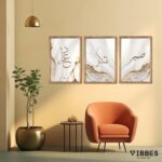 VIBBES Islamic Wall Art Set, Sabr Shukr Dua Arabic Calligraphy, Gold and White Marble Design, Wooden Frames, 20x14 Inches, 3 Piece Set - Image 4