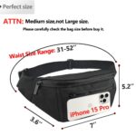 Fanny Pack for Men Women,Crossbody Waist Bag Pack,Belt Bag for Travel Walking Running Hiking Cycling,Easy Carry Any Phone,Wallet, Black, One Size - Image 3