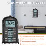 Digital Azan Clock for Home & Masjid with Speaker, Automatic Masjid Clock Namaz Time Table, Islamic Azaan Wall Clocks for Home with Volume Control, Temperature & Calendar (Black) - Image 3