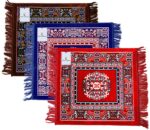 Kuber Industries 3 Pieces Velvet Prayer Mat/Aasan/Pooja Mat/Meditation Rectangular Shape Mat/Multipurpose Velvet Rug Mat 2 Ft X 2 Ft (Brown & Royal Blue & Red) Ctktc33958 - Image 5