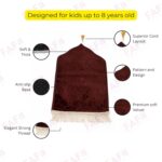 FAF Kids Janamaz Velvet Prayer Mat for Children (Age 1–10) | Soft Small Islamic Prayer Rug for Boy & Girl | Lightweight Portable Travel Janamaz for Home, Mosque & Namaz (Brown) - Image 5