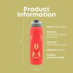 TintBox Borosilicate Glass Water Bottle with Silicone Sleeve | as seen on Shark Tank | perfect for Office, Home, Fridge, Gym, Travel | BPA Free | Energy Red | 750ml - Image 4