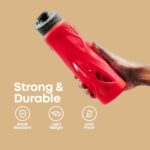 TintBox Borosilicate Glass Water Bottle with Silicone Sleeve | as seen on Shark Tank | perfect for Office, Home, Fridge, Gym, Travel | BPA Free | Energy Red | 750ml - Image 5