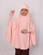 ICW Girls' Prayer Polyknit Jersey Islamic Long-Sleeves with Smocking Jilbab Khimar MakhanaHijab For Kids - Image 3
