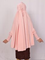 ICW Girls' Prayer Polyknit Jersey Islamic Long-Sleeves with Smocking Jilbab Khimar MakhanaHijab For Kids - Image 5
