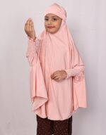 ICW Girls' Prayer Polyknit Jersey Islamic Long-Sleeves with Smocking Jilbab Khimar MakhanaHijab For Kids - Image 6