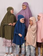 ICW Girls' Prayer Polyknit Jersey Islamic Long-Sleeves with Smocking Jilbab Khimar MakhanaHijab For Kids - Image 8