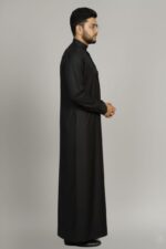 Men Traditional Arabic Thobe, Lightweight & Modest Wear Round Neck Traditional Cotton Thobe, Full Length Mandarin Collar Robe, Casual Islamic Wear - Image 4