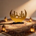 American Elm Ramadan & Eid Table Decor Islamic Moon Calligraphy Art Acrylic Home & Desk Decoration 8.86 x 7.87 Inch (22.5 x 20 cm) 1 Pc Ready-to-Display - Image 6