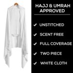 Sweet Needle Ihram Ehram Ahram for Men for Hajj and Umrah - 2 Towels, White - Hygienic Natural Pure Combed Cotton Towels 125 X 225 Cm - Image 4