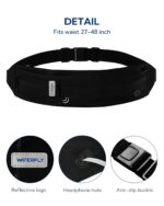WATERFLY Running Belt Fanny Pack: Runner Marathon Jogging Waist Pack Sport Workout Exercise Fitness Phone Holder Belt for Men Women Jogger Slim Waistband, Black - Image 6