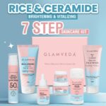 Glamveda Korean 7 Step Winter Skincare Kit for Women | Rice & Ceramide Routine | Gift Box | Skin Brightening, Anti-Ageing | Face Wash + Toner + Moisturizer + Serum + Mask + Sunscreen+ Under Eye Cream - Image 3