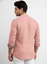 Amazon Brand - INKAST Men's Cotton Blend Mandarin Collar Self One Design Full Sleeve Casual Short Kurta - Image 3