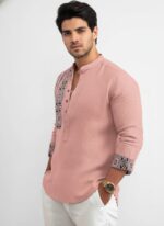 Amazon Brand - INKAST Men's Cotton Blend Mandarin Collar Self One Design Full Sleeve Casual Short Kurta - Image 6