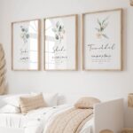 VIBBES Islamic Wall Art Set, Sabr Shukr Tawakkul Prints with Floral Design, 3 Piece Arabic Calligraphy, White and Sage, 20x14 Inch Wooden Frame - Image 3