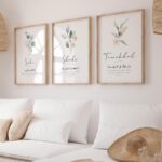 VIBBES Islamic Wall Art Set, Sabr Shukr Tawakkul Prints with Floral Design, 3 Piece Arabic Calligraphy, White and Sage, 20x14 Inch Wooden Frame - Image 4