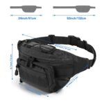 Tactical Fanny Pack,Military Waist Bag Pack with U.S Patch Utility Hip Belt Bumbag for Outdoor Fishing Hiking, Black(4 Zipper Pockets), S, Tactical Fanny Pack - Image 3