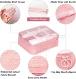 Travel Organizer 7 in 1 Travel Laundry Cosmetics Luggage Packing Organizers Set Makeup Bags Organizer Packing Cubes with Shoe Bag for Travel, Nylon (Pink) - Image 5