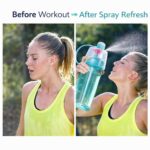 Spray Water Bottle 600ml for Kids, 2-in-1 Mist & Drink Sports Sipper Bottle with Straw, Leakproof BPA Free Plastic Cooling Spray Bottle for School, Gym, Cycling, Travel, Outdoor Summer Water Bottle - Image 5
