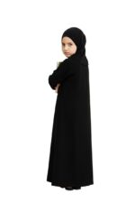 Girls Black Abaya with Hijab, Long Sleeve Modest Dress, Islamic Clothing for Kids - Image 3