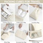 FLYNGO Nylon 8 Pcs Travel Organizer Pouch Packing Cubes For Clothes Space Savers Bags Cosmetics/Underwear/Socks/Shoes Toiletry Bag Laundry Organiser(Beige) - Image 5