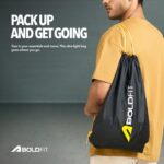 Boldfit Drawstring Bag for Men 25ltrs Gym Bag for Man & Women Small Bags for Mens Multipurpose Drawstring Backpack Kit for Shoes, Travel StringBag for Men Rope Bags for Mens String Backpack - Black - Image 5