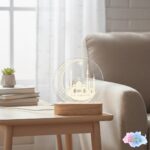 Eid Ramadan Kareem Mubarak LED Table Lamp – Islamic Decorative Night Light with Wooden Base & Acrylic Panel, Warm Yellow USB Lamp for Ramazan Eid Gift, Home Office Decor (Eid Lamp 8) - Image 4