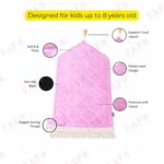 FAF Boy & Girl Janamaz Velvet Prayer Mat | Children Islamic Prayer Rug for Kids (1 to 10) | Soft Thick Namaz Mat, Portable Travel Janemaaz | Mussalla for Home, Mosque & Ramzan, Hajj and Umrah (Pink) - Image 4