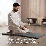 Janamaz/Musallah Namaz Memory Foam Prayer Mat with Thick Cushion for Knees Pain Relief | 3 fold Design | Soft Velvet Fabric with Anti-Skid Base | Sajdah Islamic Prayer Rug | Ramzan Eid Gift - Image 3