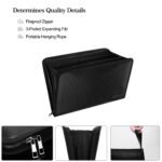 Expanding File Folder Important Document Organizer Fireproof and Waterproof Document Bag with A4 Size 3 Pockets Zipper Closure Non-Itchy Silicone Coated Portable Filing Wallet Pouch(14.3" x 9.8") - Image 4