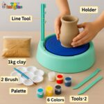 Toy Imagine Kids Pottery Wheel Kit – DIY Battery Operated Pottery Making & Painting Set with Modeling Clay, Sculpting Tools, Arts & Crafts Pot Maker for Boys & Girls Age 5+, Indoor Outdoor Activity, Return Gift - Image 4