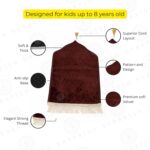 Boy & Girl Janamaz Velvet Prayer Mat | Children Islamic Prayer Rug for Kids (1 to 10) | Soft Thick Namaz Mat, Portable Travel Janemaaz | Mussalla for Home, Mosque & Ramzan, Hajj-Umrah (Brown) - Image 5