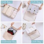 Lyrovo Nylon 7Pcs Travel Packing Cubes For Clothes Laundry Toiletry Cosmetics Luggage Makeup Pouch Accessories Organizer Bag (Beige) - Image 3