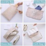 Lyrovo Nylon 7Pcs Travel Packing Cubes For Clothes Laundry Toiletry Cosmetics Luggage Makeup Pouch Accessories Organizer Bag (Beige) - Image 4