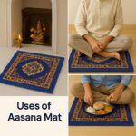 Bless Berries Velvet Prayer Mat 24x24 Inch – Printed Square Shape Aasan for Pooja Mandir, Temple Prayer Cloth, Floor Sitting Mat for Meditation, Worship & Home Temple Use (Blue, Pack of 1) - Image 5