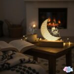 Eid Ramadan Kareem Mubarak LED Table Lamp – Islamic Decorative Night Light with Wooden Base & Acrylic Panel, Warm Yellow USB Lamp for Ramazan Eid Gift, Home Office Decor (Eid Lamp 1) - Image 3
