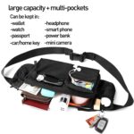 Large Waterproof Black Waist Bag Fanny Pack for Men Women Belt Bag Pouch Hip Bum Bag Chest Bag with Adjustable Strap, Lightweight Fanny Pack for Gym Fitness Workout Travel Work Commuting - Image 3