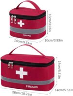 Azonee 2 Pieces First Aid Kit Bags, Empty Medicine Bags, First Aid Bag, Portable Medical Medicine Bags for Outdoor Camping, Travel, Work, Vacation (Red) Modern - Image 7