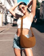 Crossbody Sling Bag for Women Men Trendy, Crescent Bag with Adjustable Strap, 2 Zippers Lightweight - Image 4