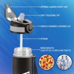 MILTON Gen'Z Water Bottle 1 ltr (Stay Strong), Motivational Water Bottles With Leak Proof Flip-Top Cap & Capacity Mark, Gym Bottle Sipper Water Bottle For Adults, Plastic, Black - Image 3