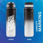 MILTON Gen'Z Water Bottle 1 ltr (Stay Strong), Motivational Water Bottles With Leak Proof Flip-Top Cap & Capacity Mark, Gym Bottle Sipper Water Bottle For Adults, Plastic, Black - Image 6