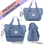 Storite Nylon Imported Foldable Travel Duffle Bag for Women, Expandable Lightweight Waterproof Carry Weekender Overnight Luggage Bag (Style1, Blue) - Image 3
