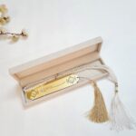 Pearl White Velvet Tasbih & Bookmark Case | Crystal Tasbih & Bookmark | Muslim Favors | Wedding Favors | Eid Favors | Baby Shower Favors | Ramadan Gift | Pearl White - Image 3